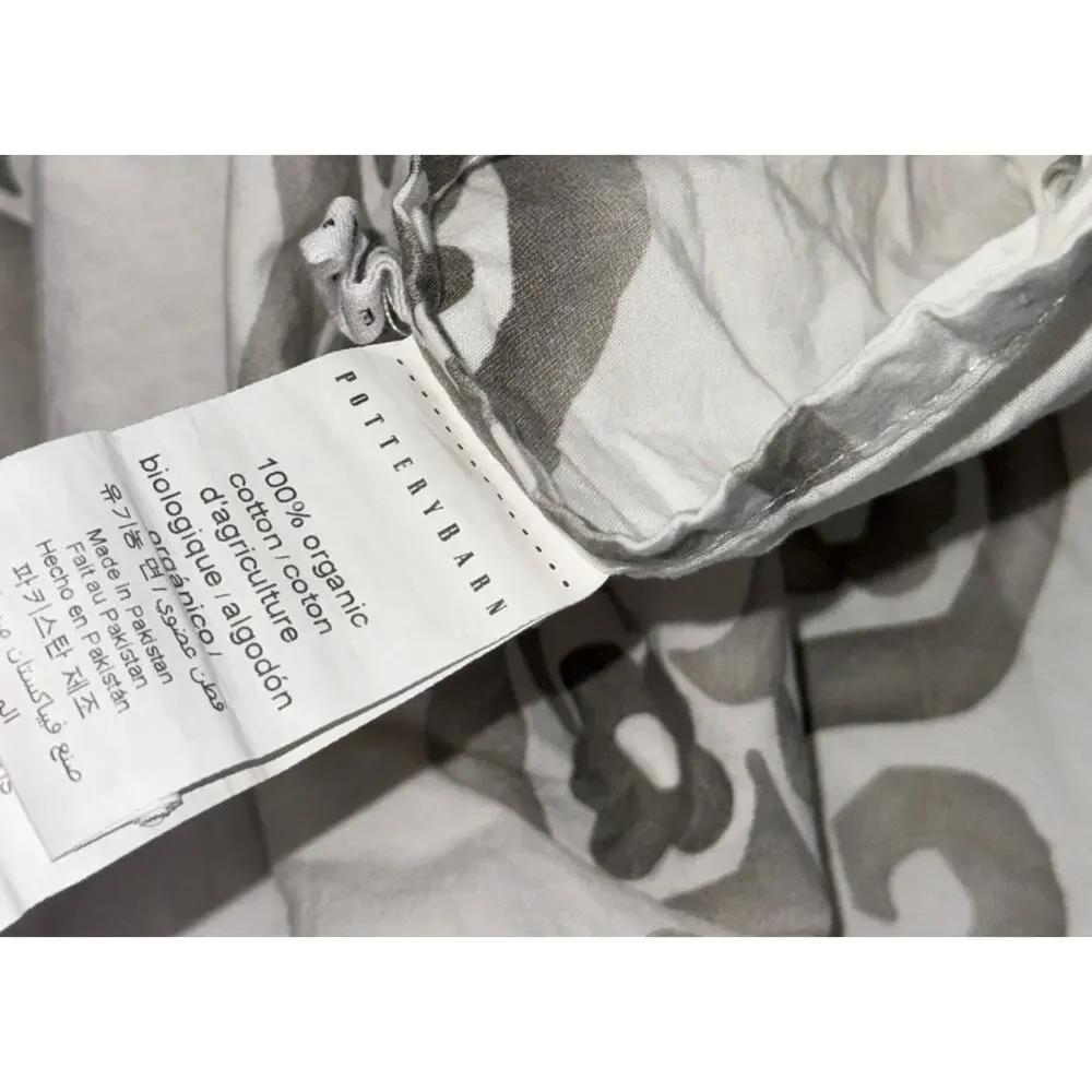 Pottery Barn Asher Medallion Duvet Cover Set King Shams Organic Cotton Gray 3 Pc - Picture 3 of 5